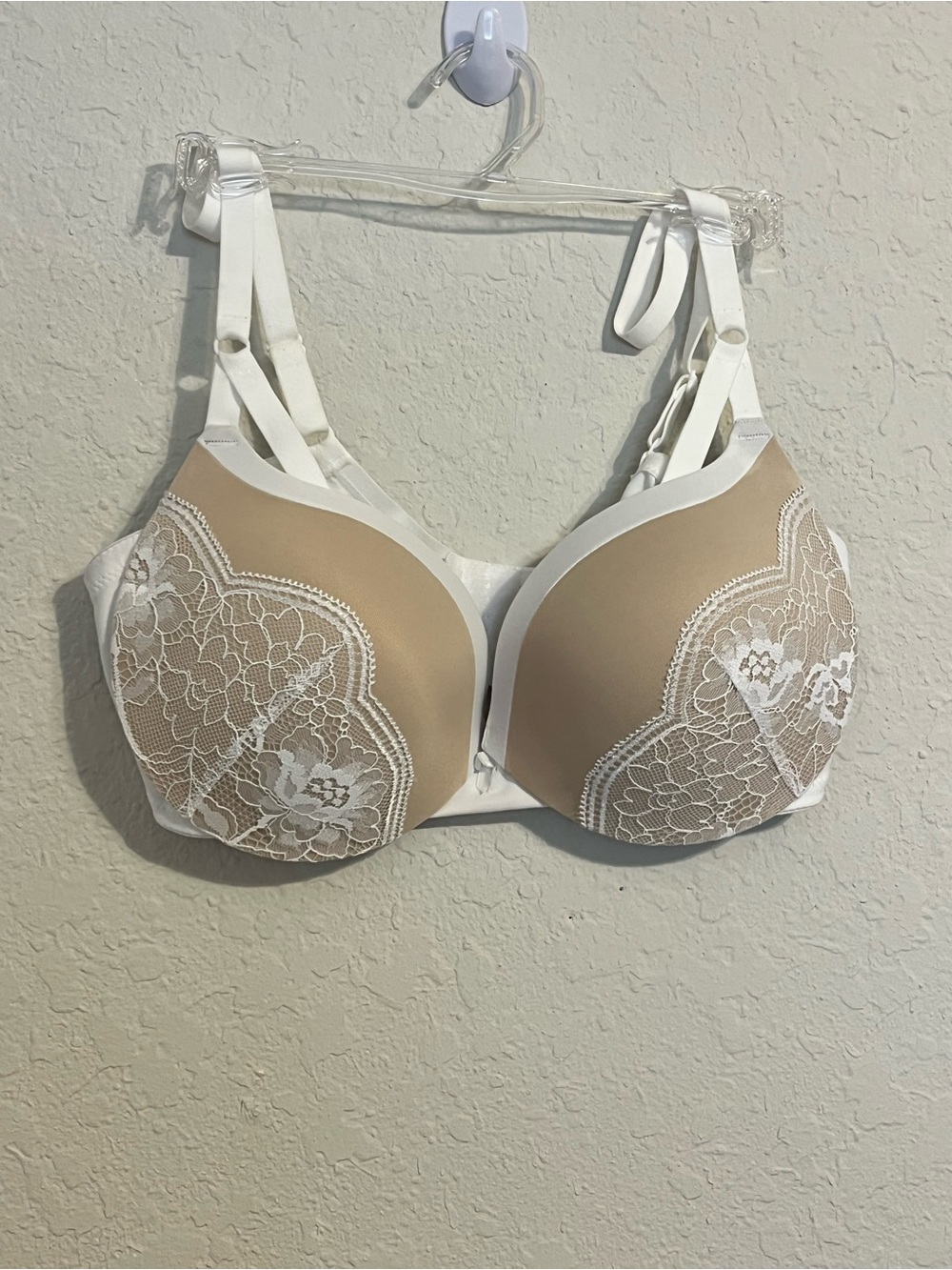 Maidenform Love The Lift Plunge Push Up Bra 38C White Beige Lace  DM9900 NEW